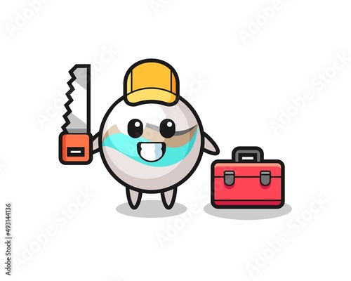 Illustration of marble toy character as a woodworker
