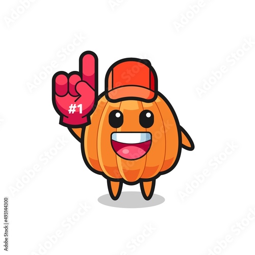 pumpkin illustration cartoon with number 1 fans glove