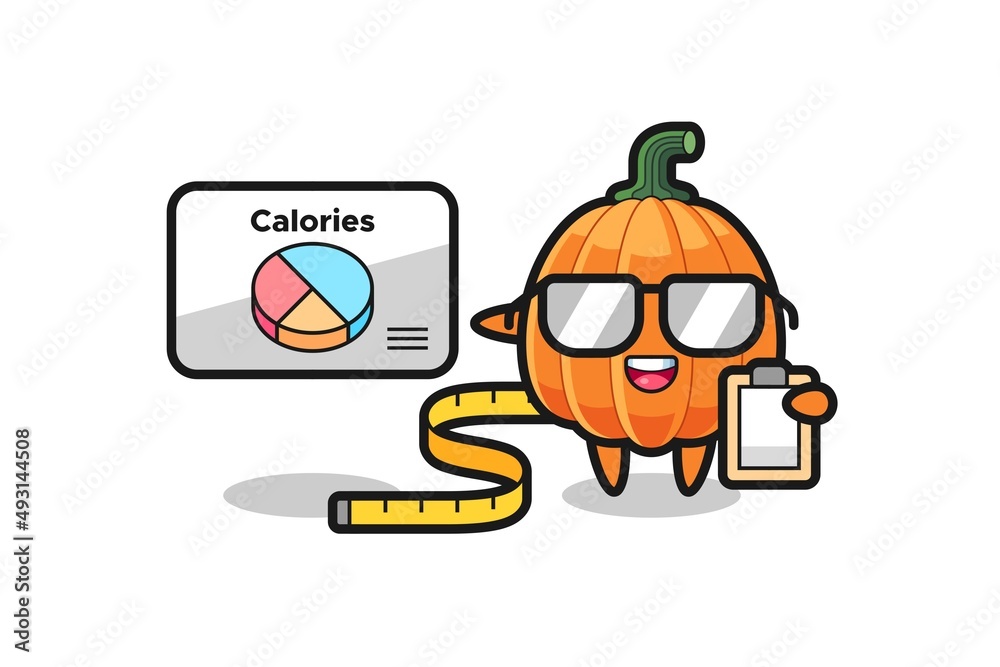 Illustration of pumpkin mascot as a dietitian
