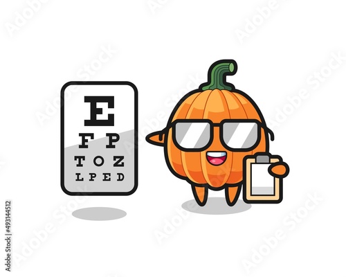 Illustration of pumpkin mascot as an ophthalmology