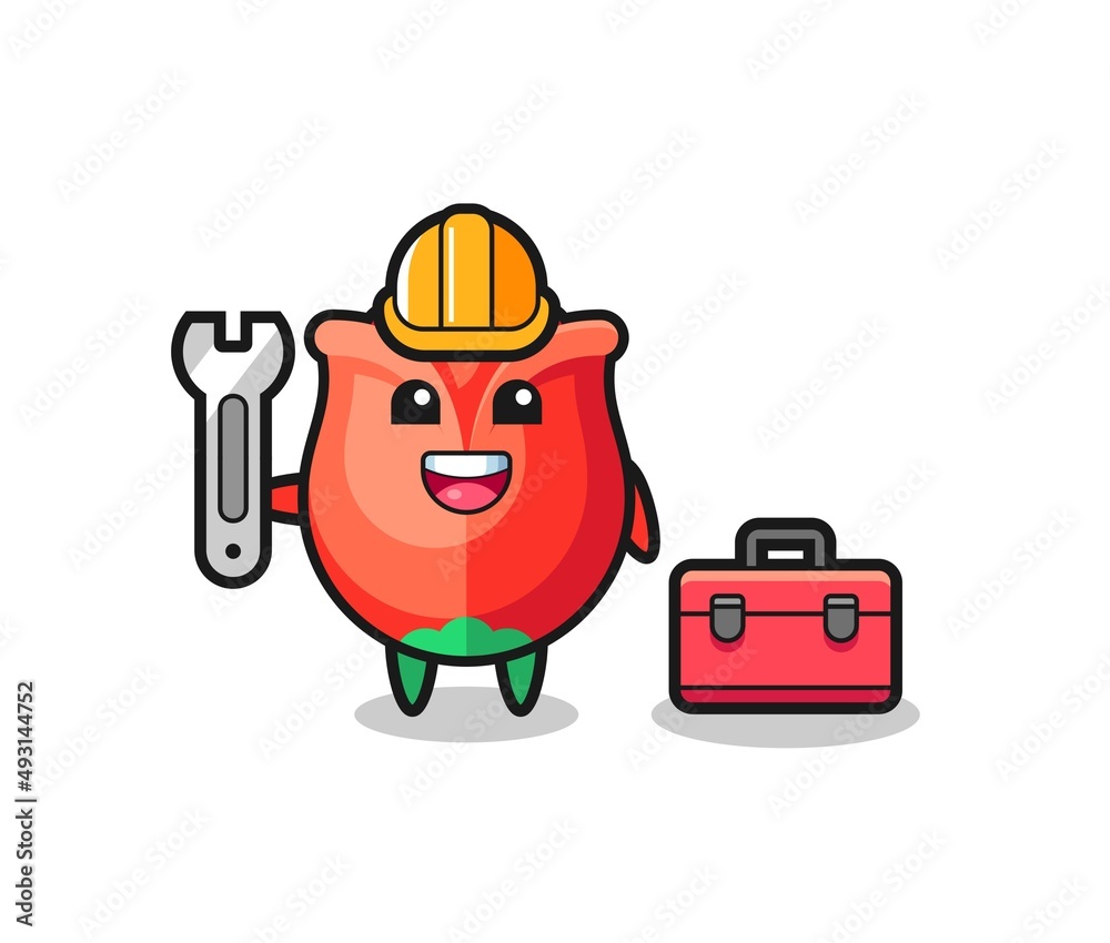 Mascot cartoon of rose as a mechanic Mascot cartoon of rose as a mechanic