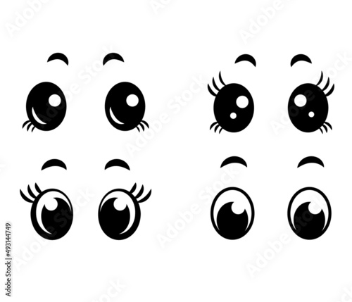 Cartoon kawaii eyes in the style of anime. Vector illustration