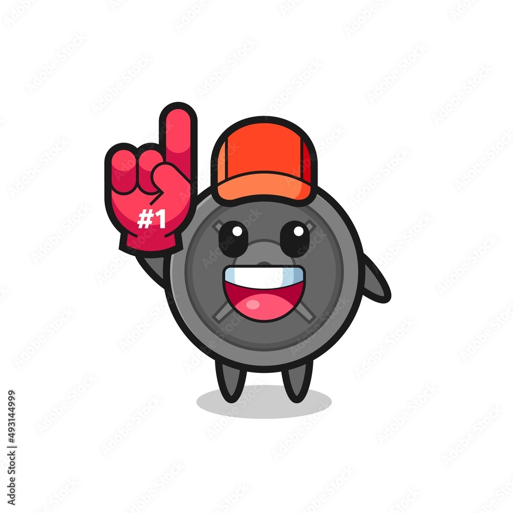 barbell plate illustration cartoon with number 1 fans glove barbell plate illustration cartoon with number 1 fans glove