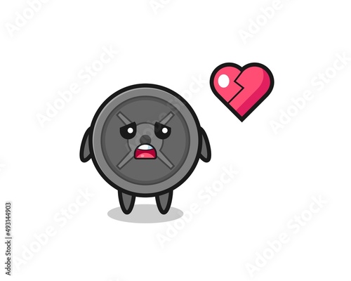 barbell plate cartoon illustration is broken heart