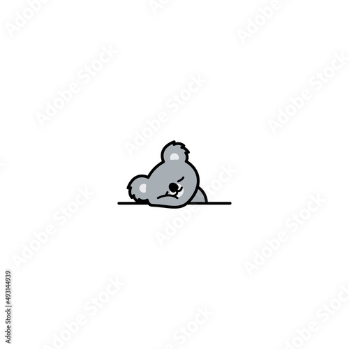 lazy koala cartoon, vector illustration