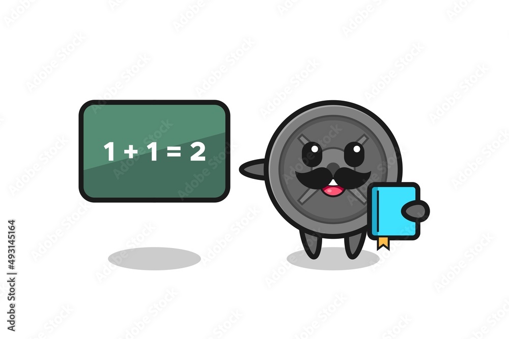 Illustration of barbell plate character as a teacher Illustration of barbell plate character as a teacher