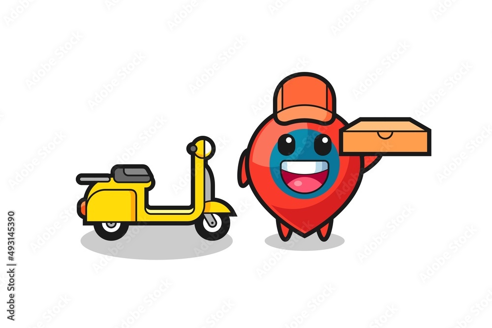 Character Illustration of location symbol as a pizza deliveryman Character Illustration of location symbol as a pizza deliveryman