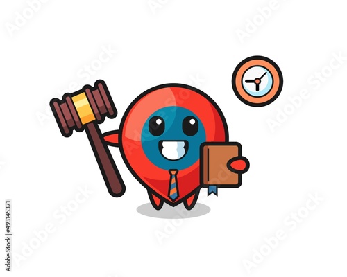 Mascot cartoon of location symbol as a judge