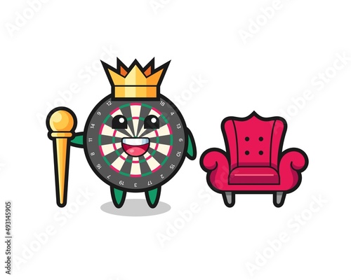 Mascot cartoon of dart board as a king