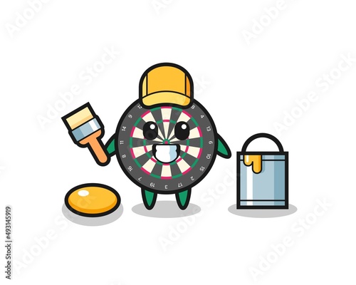 Character Illustration of dart board as a painter