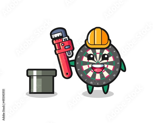 Character Illustration of dart board as a plumber