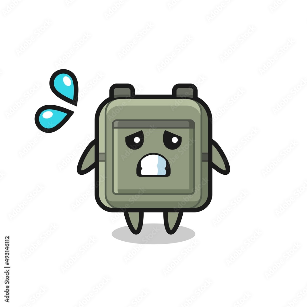 school bag mascot character with afraid gesture school bag mascot character with afraid gesture