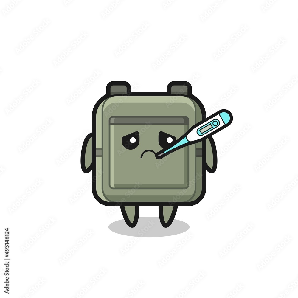 school bag mascot character with fever condition school bag mascot character with fever condition