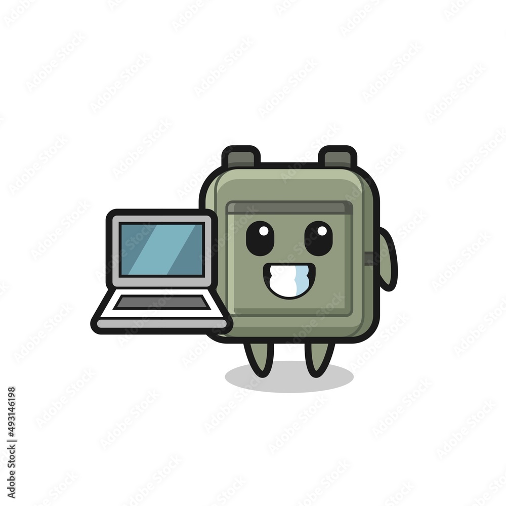 Mascot Illustration of school bag with a laptop Mascot Illustration of school bag with a laptop