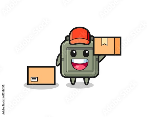 Mascot Illustration of school bag as a courier