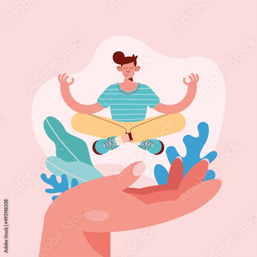 man practicing yoga