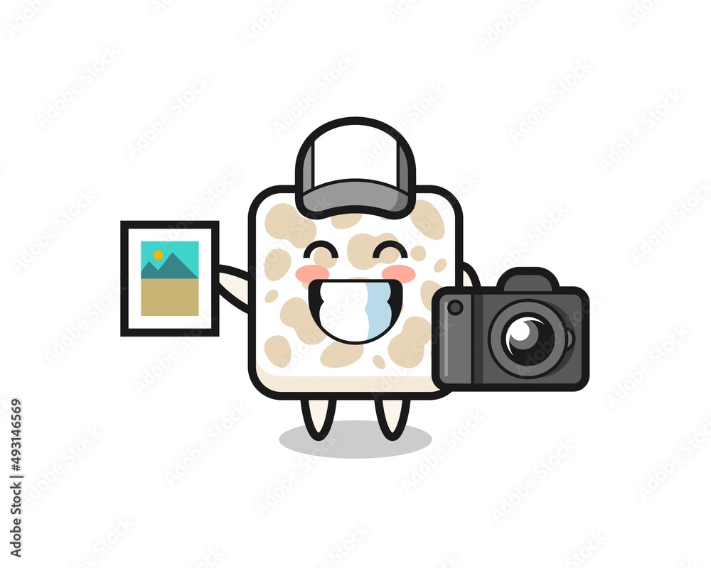 Character Illustration of tempeh as a photographer Character Illustration of tempeh as a photographer
