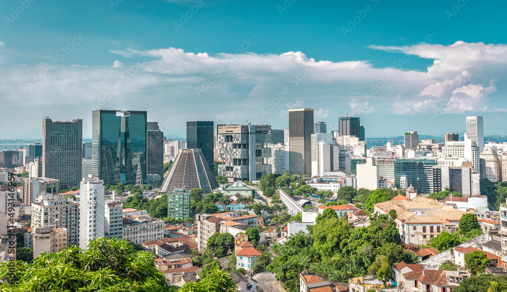 Rio De Janeiro Downtown panorama with clouds, Brazil