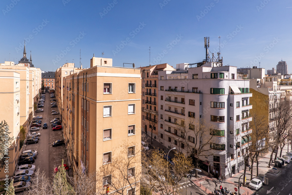 facades of residential houses and views of various streets on a sunny spring day facades of residential houses and views of various streets on a sunny spring day