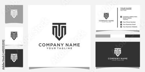 TM or MT initial letter logo design vector