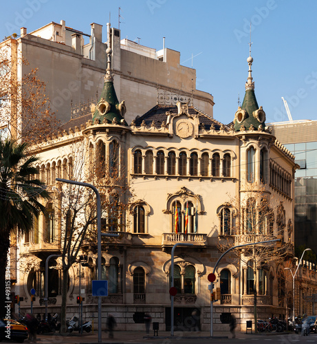 View of the palace Home Samanillo, built by architect Juan Jose Ervas Arizmendi in the Art Nouveau style in Barcelona, .Spain