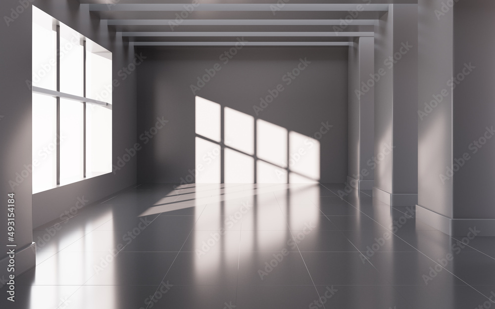 Obraz premium Gray empty room, 3d rendering.