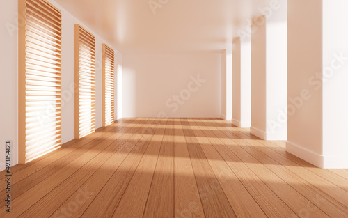 Wallpaper Mural White empty room with wooden floor, 3d rendering. Torontodigital.ca