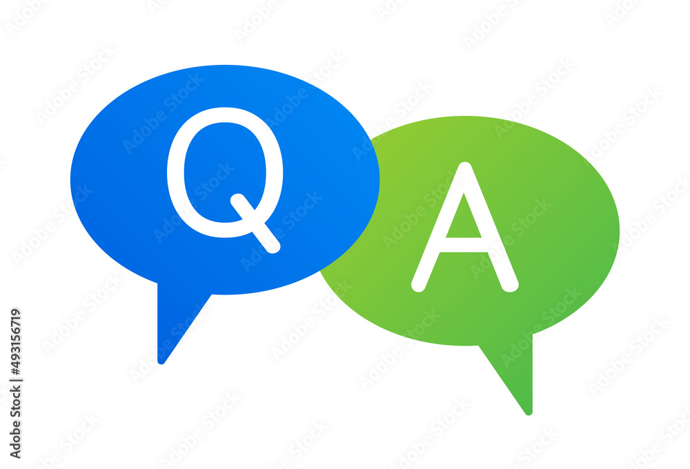 Q&A speech bubbles vector illustration. Question and answer symbol. - obrazy, fototapety, plakaty 