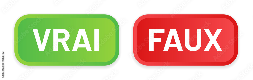 Boutons Vrai Faux vecteur. Boutons Vrai Faux vecteur.