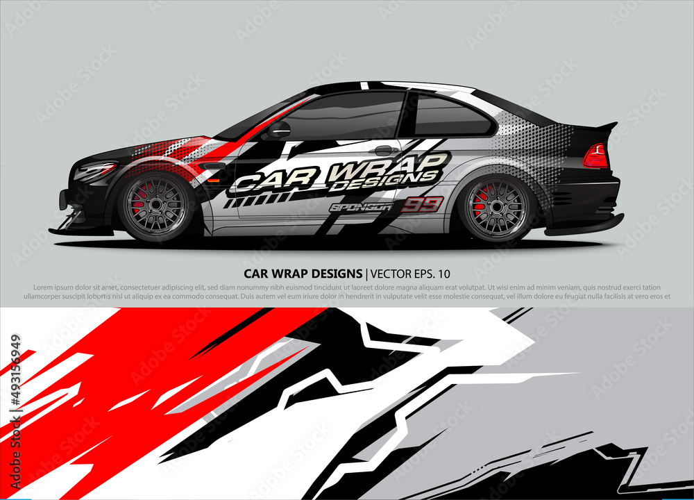 Race car wrap design vector for vehicle vinyl sticker and automotive decal livery
Race car wrap design vector for vehicle vinyl sticker and automotive decal livery