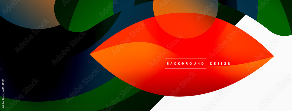 Creative geometric wallpaper. Minimal abstract background. Circle wave and round shapes composition vector illustration for wallpaper banner background or landing page Creative geometric wallpaper. Minimal abstract background. Circle wave and round shapes composition vector illustration for wallpaper banner background or landing page