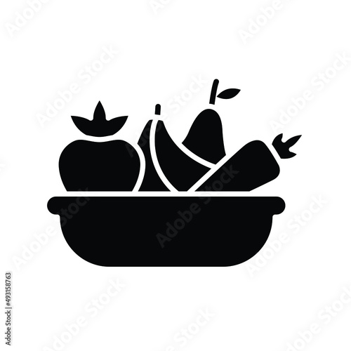 Plate fruit icon. Simple solid style. Vegetable bowl sign, healthy foods diet concept. Vector illustration design isolated. EPS 10.