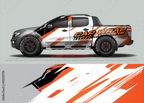 Car wrap decal design vector. abstract Graphic background kit designs for vehicle, race car, rally, livery, sport car