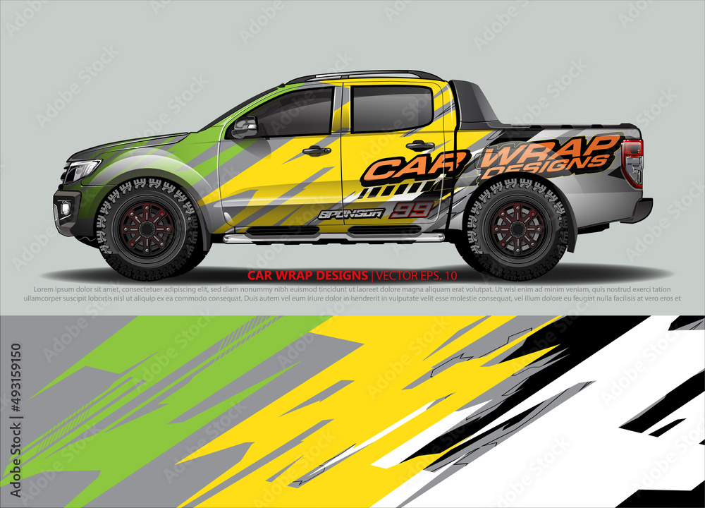 Car wrap decal design vector. abstract Graphic background kit designs for vehicle, race car, rally, livery, sport car