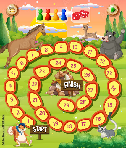 A snake ladder animal game template