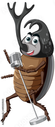 A beetle singer cartoon character isolated