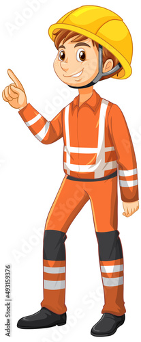 Man in rescue uniform on white background
