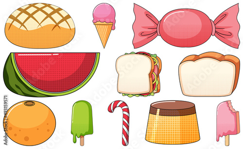 Set of vintage style cartoon on white background