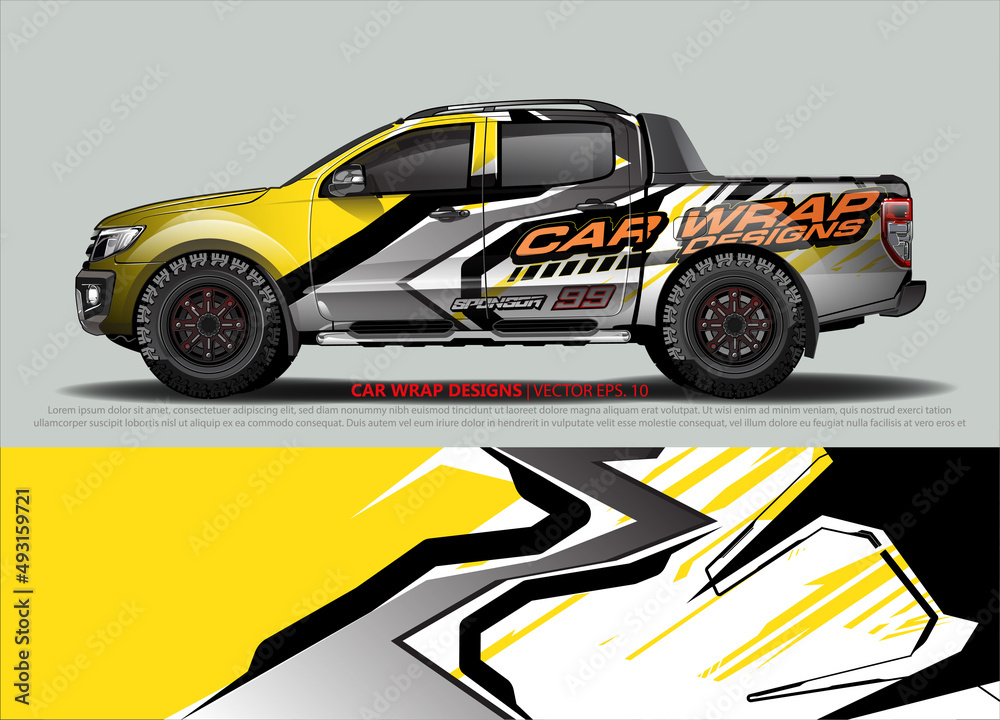 Car wrap decal design vector. abstract Graphic background kit designs for vehicle, race car, rally, livery, sport car