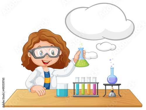 A scientist experiment with speech bubble