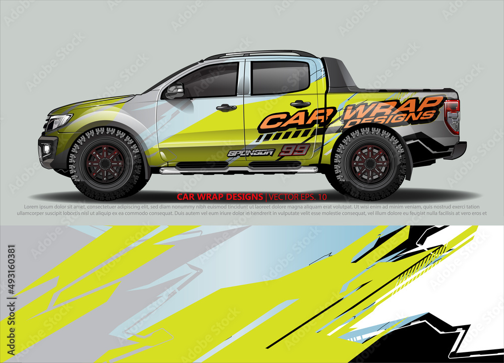 Car wrap decal design vector. abstract Graphic background kit designs for vehicle, race car, rally, livery, sport car