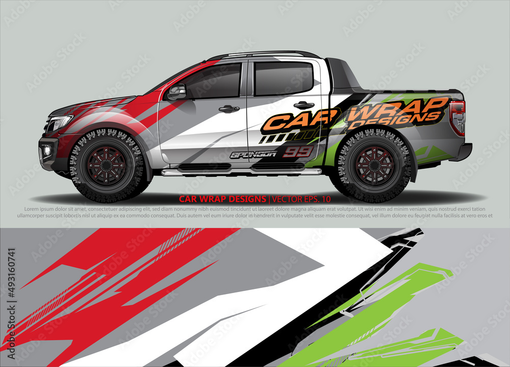 Car wrap decal design vector. abstract Graphic background kit designs for vehicle, race car, rally, livery, sport car