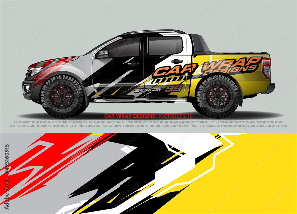 Car wrap decal design vector. abstract Graphic background kit designs for vehicle, race car, rally, livery, sport car
