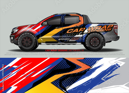 Car wrap decal design vector. abstract Graphic background kit designs for vehicle, race car, rally, livery, sport car