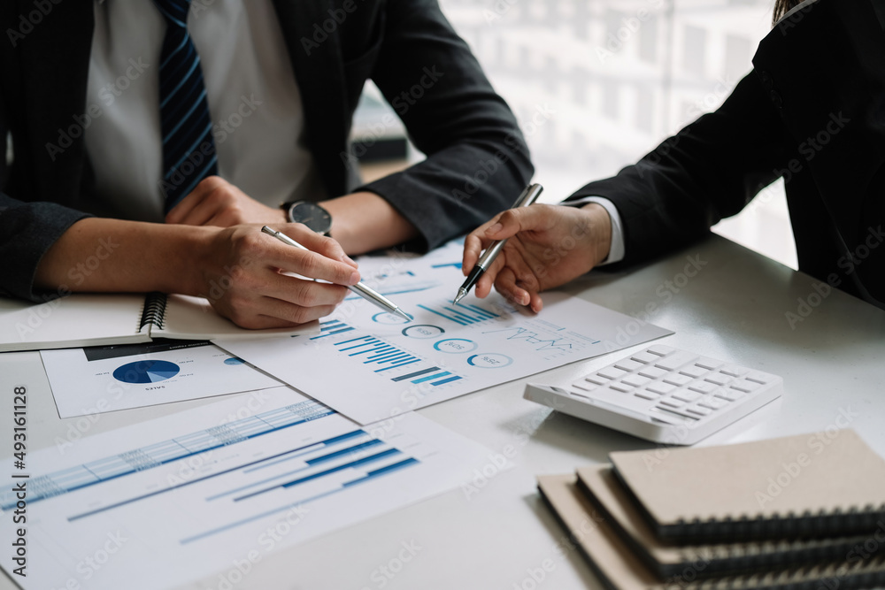 Close up business people adviser meeting to discuss the situation on the market. Business Financial Concept Close up business people adviser meeting to discuss the situation on the market. Business Financial Concept