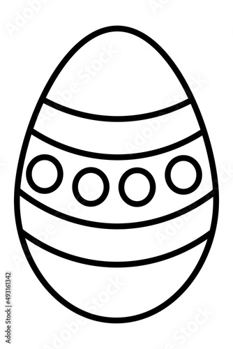 Easter egg outline icon. Coloring book page for children. Vector illustration isolated on white background.