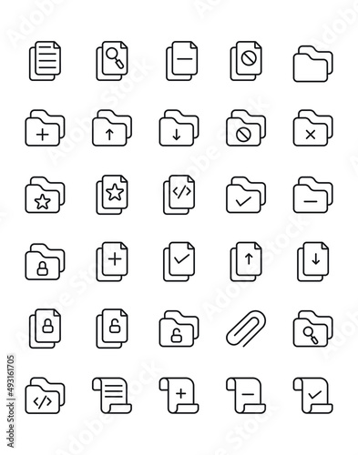 File and Folder Icon Set 30 isolated on white background