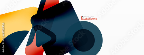 Line, triangle, square and circle primitive composition. Vector geometric minimal abstract background for wallpaper, banner, background, landing page