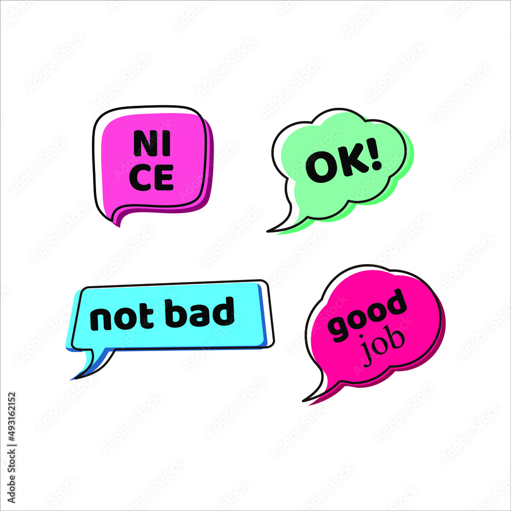 Set of speech bubble with expressions text Set of speech bubble with expressions text