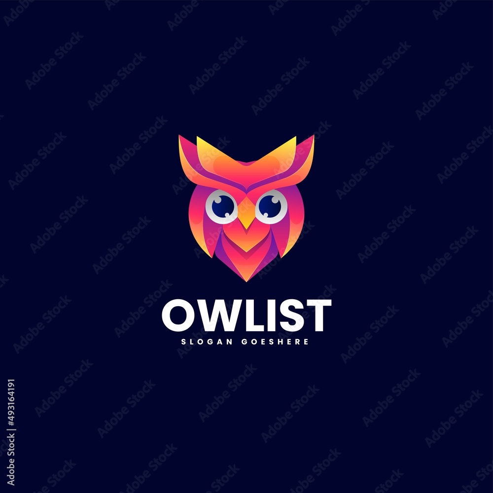 Vector Logo Illustration Owl Gradient Colorful Style.